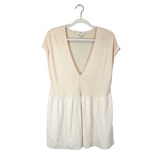 Aritzia Wilfred Silk Knit Blouse Blush Pink Cream Deep V-Neck, Size S